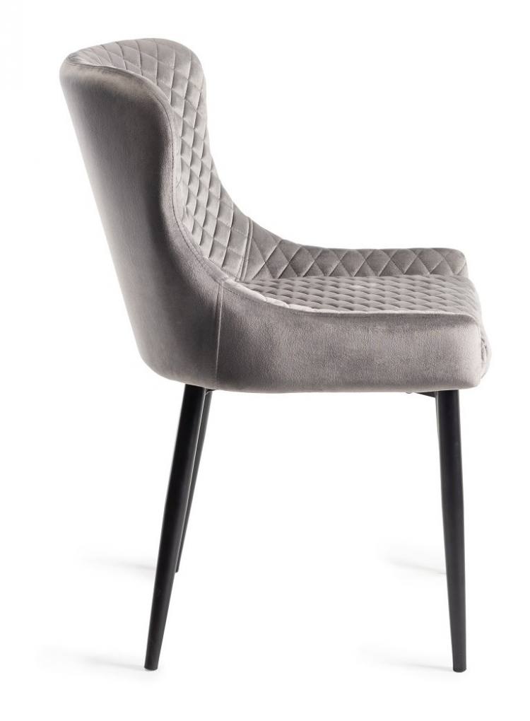 Side View of The Bentley Designs Cezanne Grey Velvet Fabric Chair 