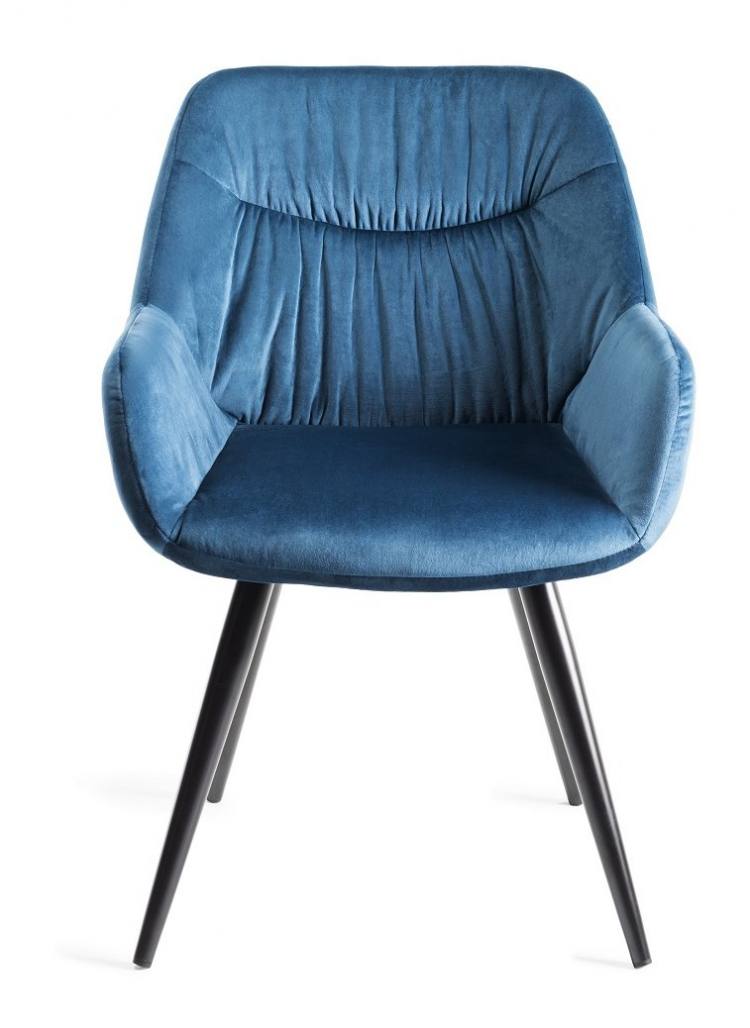 Bentley Designs Petrol Blue Velvet Fabric Chair with Sand Black Powder Coated Legs
