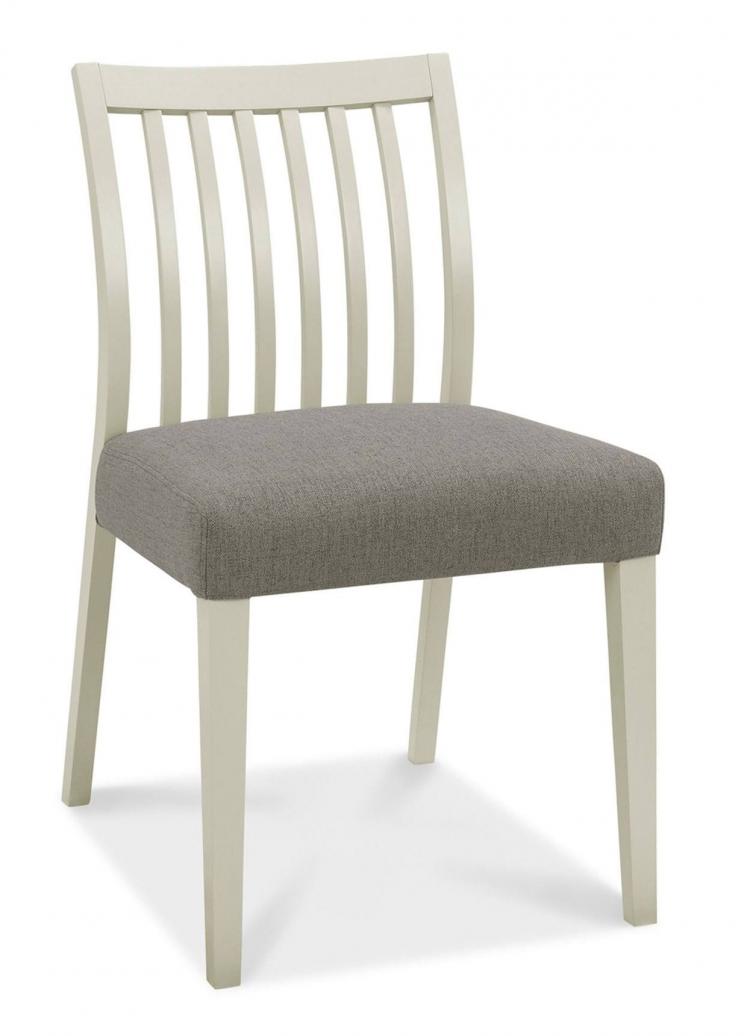 Bentley Designs - Bergen Soft Grey Slatted Low Back Dining Chairs - Titanium Fabric (Pair)