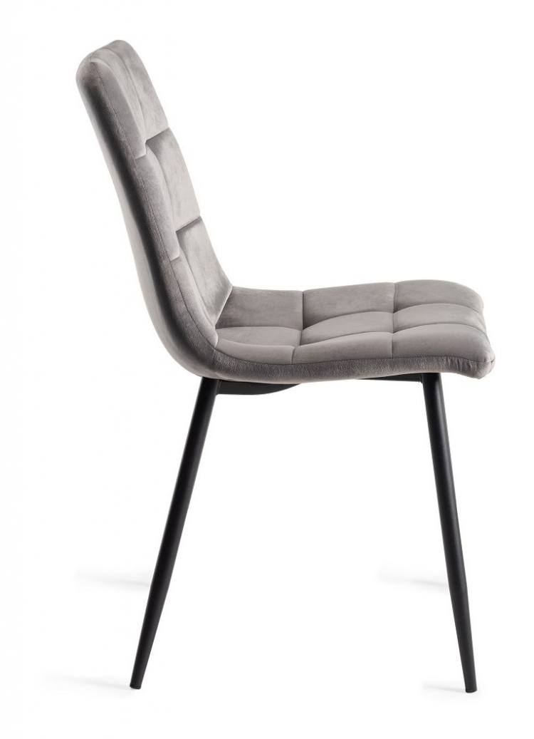 Side View of the Bentley Designs Mondrian Grey Velvet Fabric Chair 