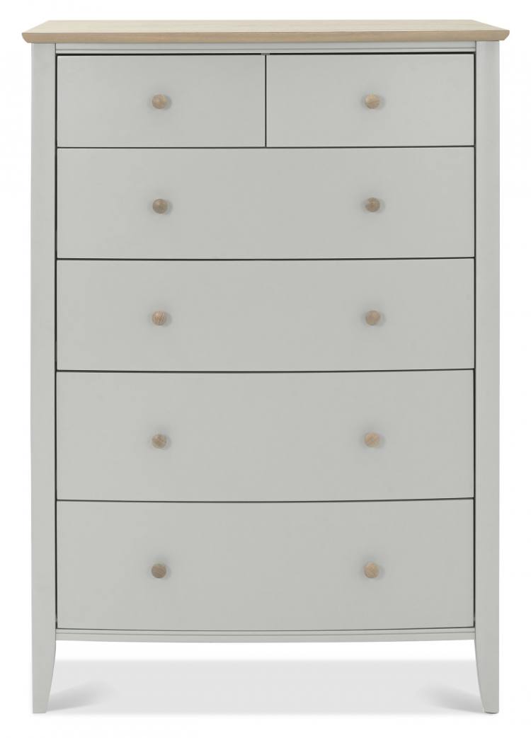 Whitby Scandi Oak & Warm Grey 4+2 Drawer Chest Front Facing View 