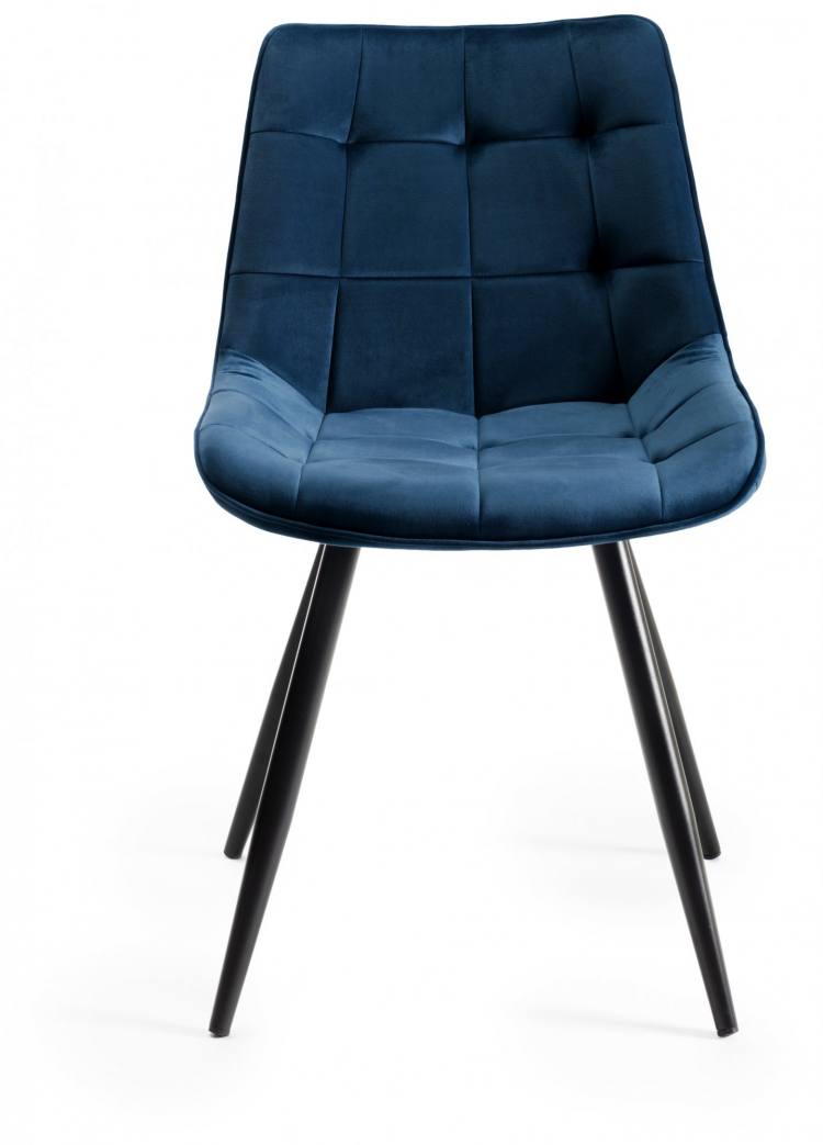 The Bentley Designs Seurat Blue Velvet Fabric Chair with Sand Black Powder Coated Legs 
