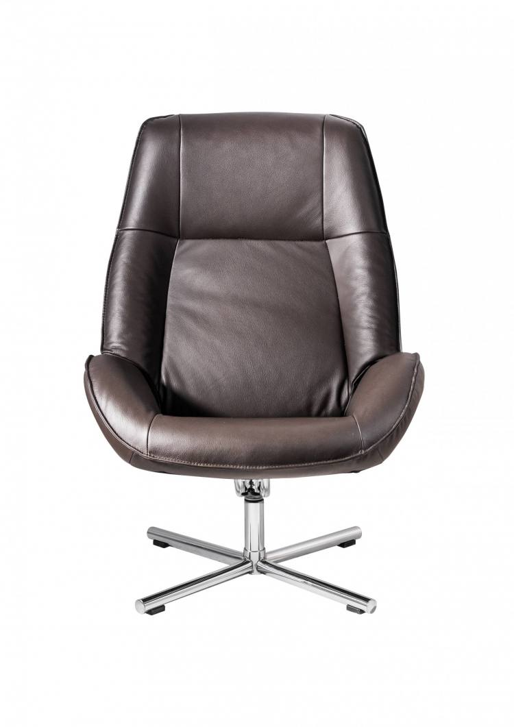 Kebe Roma Swivel Chair with a Tube Chrome swivel base, Front View