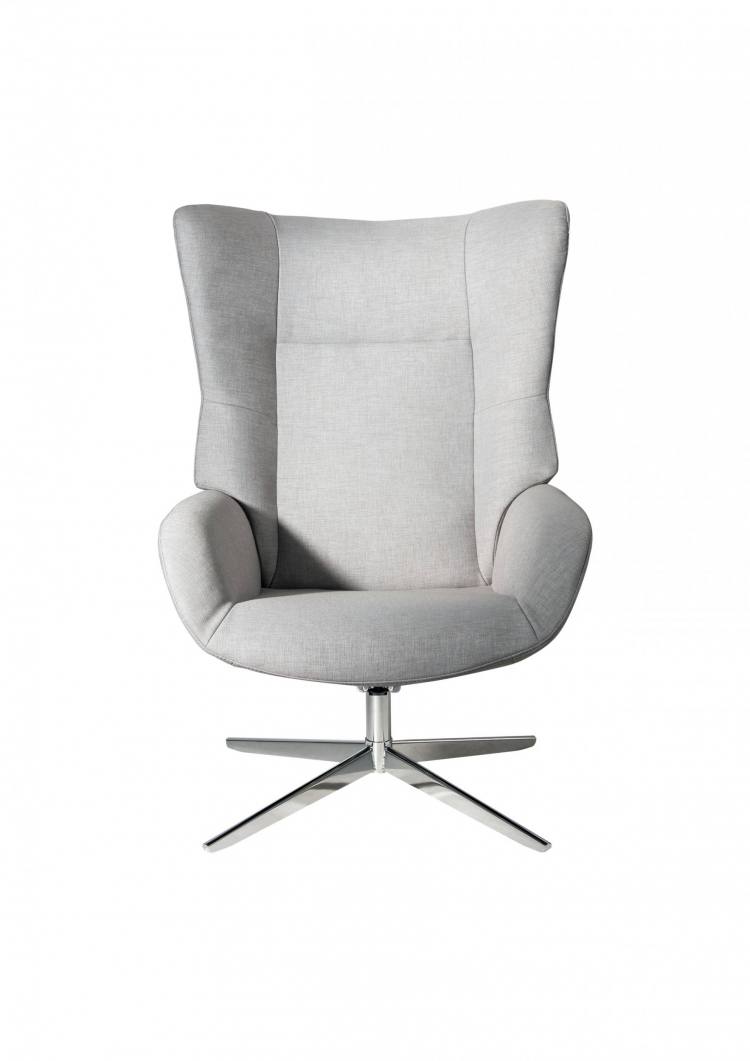 Kebe Fox Swivel Chair in Lido Light Grey Front View