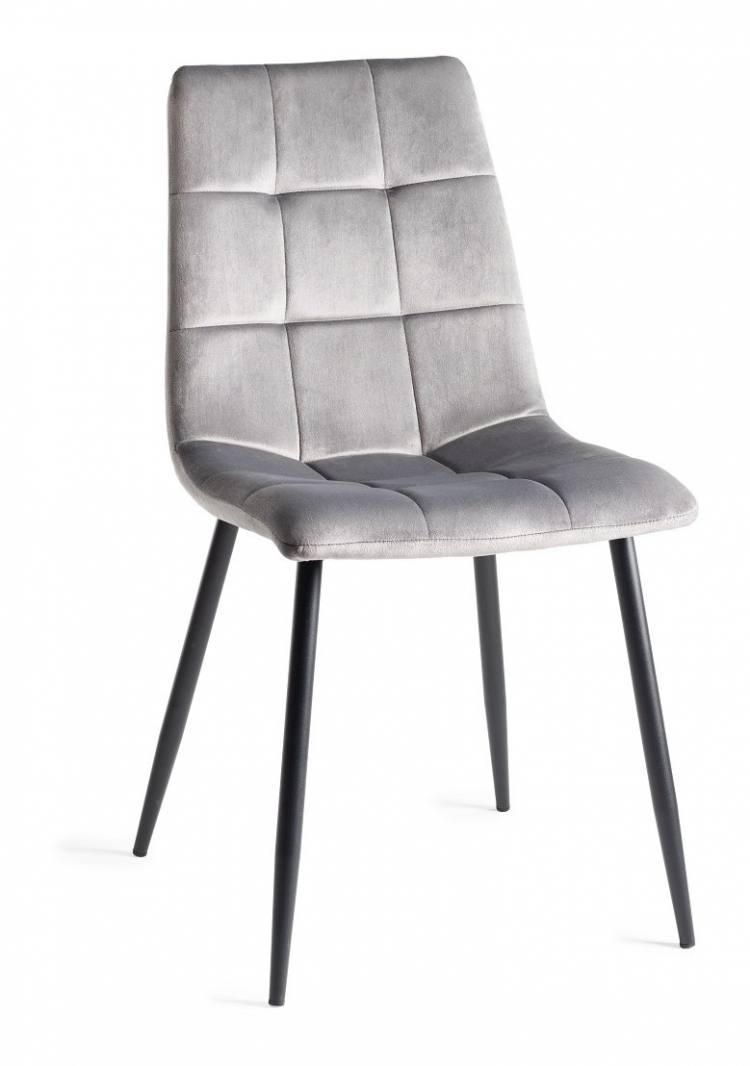 The Bentley Designs  Mondrian Grey Velvet Fabric Chairs with Sand Black Powder Coated Legs