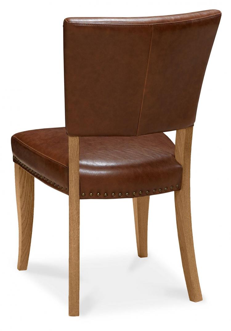 Bentley Designs - Belgrave Oak Upholstered Dining Chair (Pair) - Faux Leather - Tan