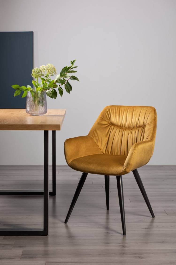 Bentley Designs Bali Mustard Velvet Fabric Chair 