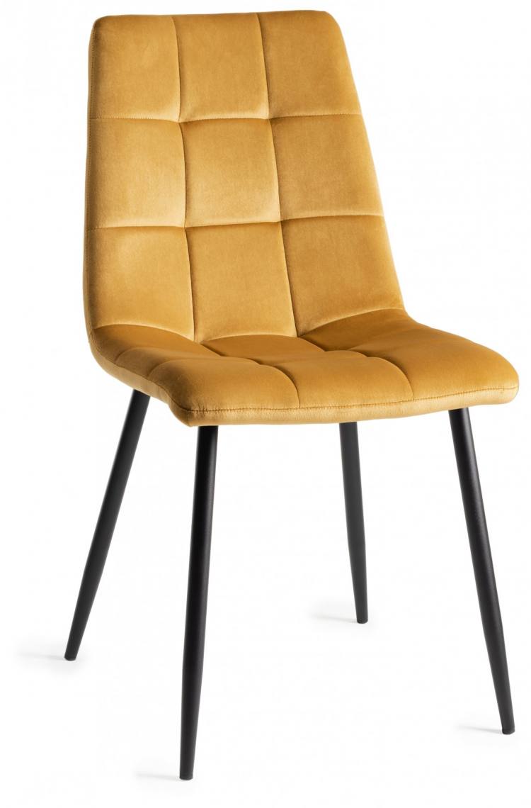 The Bentley Designs Mondrian Mustard Velvet Fabric Chair 