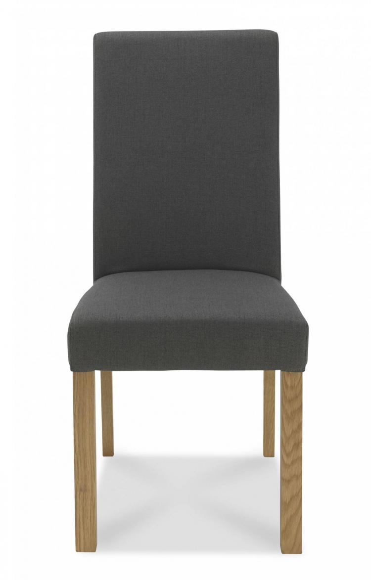 Bentley Designs - Parker Light Oak Square Back Dining Chair - Cold Steel (Pair)