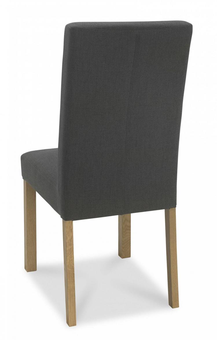 Bentley Designs - Parker Light Oak Square Back Dining Chair - Cold Steel (Pair)