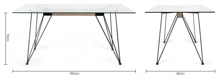 Measurements for the Bentley Designs Micro Clear Tempered Glass 6 Seater Dining Table 