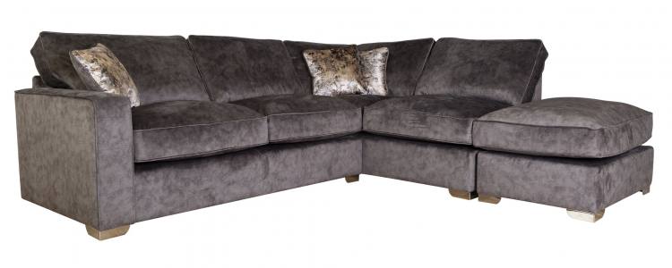Pictured in Jive Charcoal with scatter cushion facing fabric in Orb Gold 