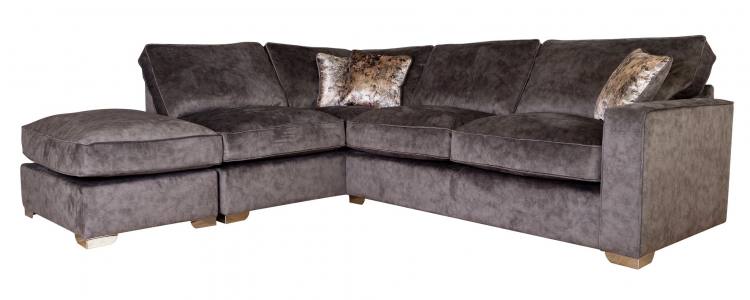 Pictured in Jive Charcoal with scatter cushion facing fabric in Orb Gold 