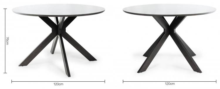 Measurements for the Bentley Designs Hirst Grey Painted Tempered Glass 4 Seater Table 