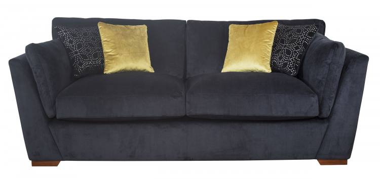 Pictured in Casper Black, scatter cushions in Nector Black and Festival Mustard, with Antique feet