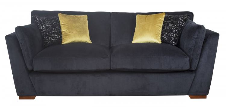 Pictured in Casper Black, scatter cushions in Nector Black and Festival Mustard, with Antique feet
