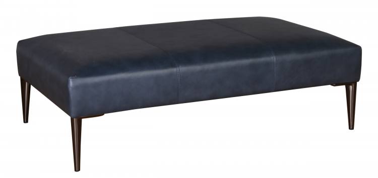 Buoyant Harlow leather footstool shown in Turino Blue 