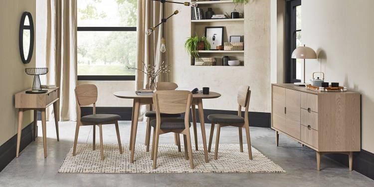 Bentley Designs Dansk Scandi Oak Console Table on Display with Range