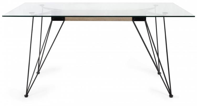 The Bentley Designs Micro CLear Tempered Glass 6 Seater Dining Table with Sand Black Powder Coated Legs 