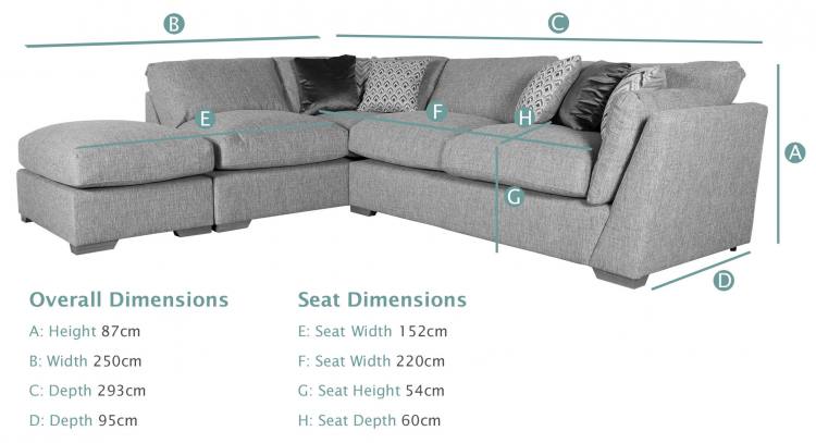 Buoyant Phoenix Corner Chaise Sofa dimensions