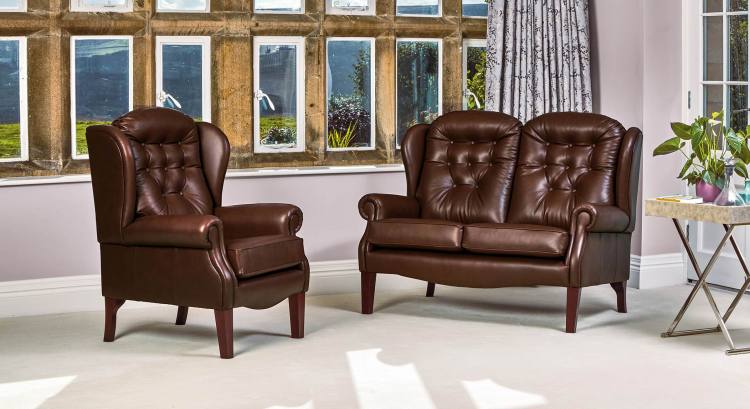 Lynton suite in leather shown with Dark Classic legs