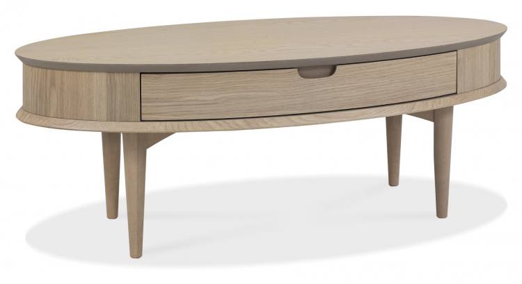 Bentley Designs Dansk Scandi Oak Coffee Table with Drawer Angled View