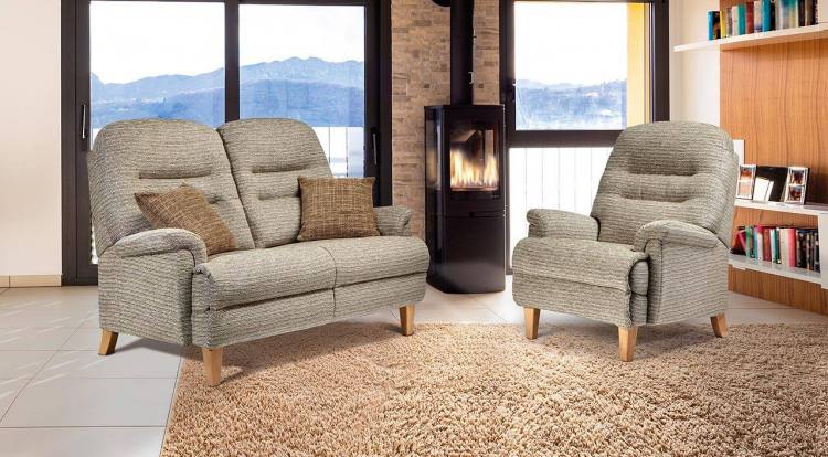 Matching Fixed 2 Seater sofa & chair with Light wooden legs