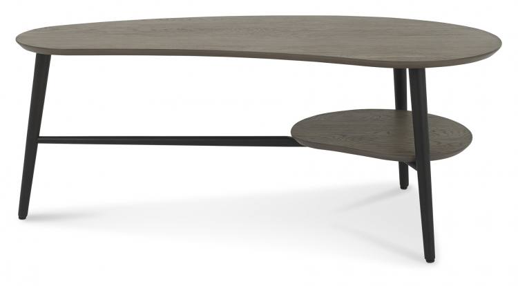 Bentley Designs Vintage Weathered Oak Shaped Coffee Table Front Facing