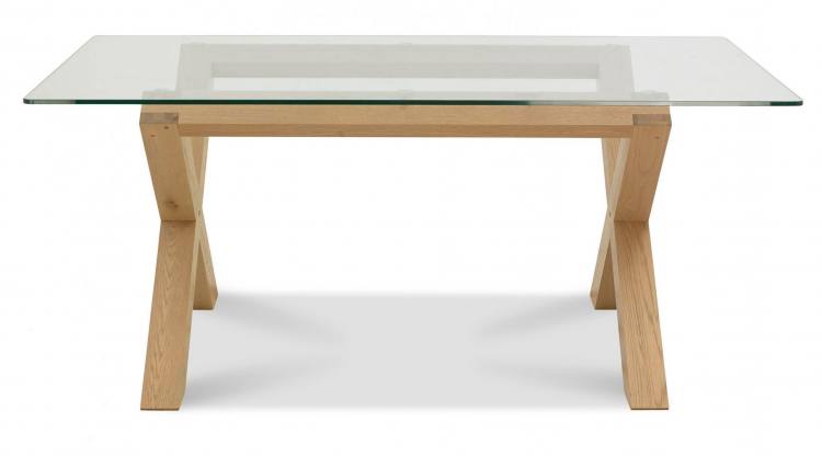 Bentley Designs - Turin Light Oak Glass Top Dining Table - 6 Seater