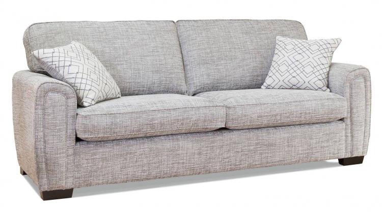Alstons Memphis Grand sofa shown in fabric 7776 with large scatter cushions in fabric 7115. Dark feet.