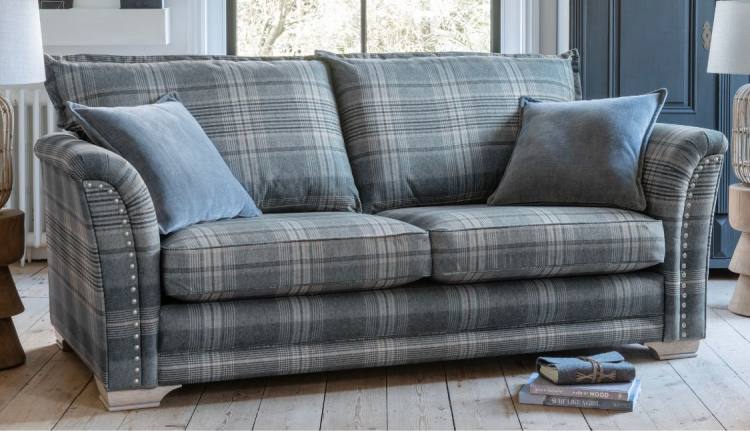 Alstons Evesham 3 seater standard back sofa in fabric 4277, scatters in 4627