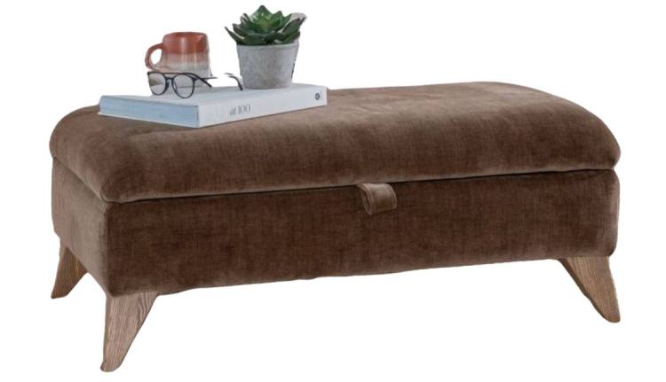 Alstons Nevada Legged Ottoman in fabric 4628, weathered ash legs