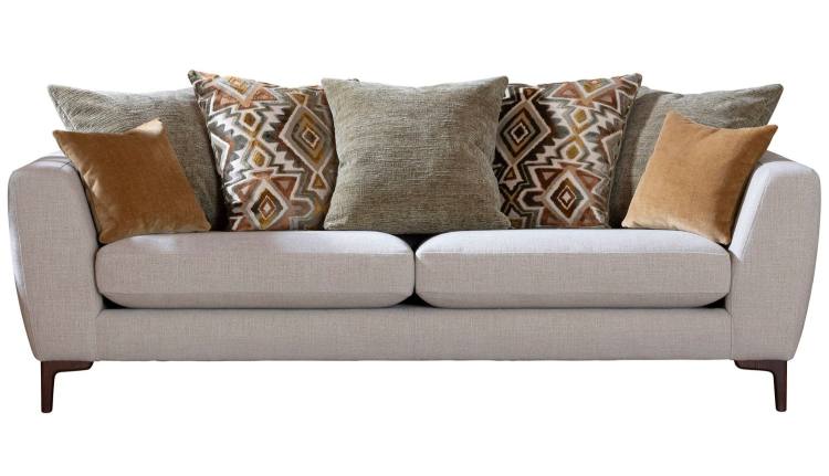 Alstons Inka grand pillow back sofa in main fabric cover 5908, Cushion fabrics 5133, 5613 & 5710.