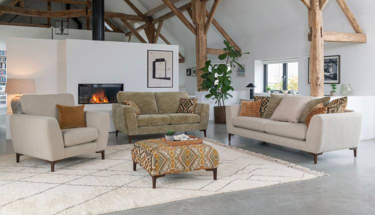 Inka standard chair in fabric 5908, scatter cushion in fabric 5613
