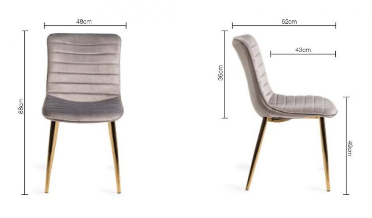Measurements for the Bentley Designs Rothko Grey Velvet Fabric Chair