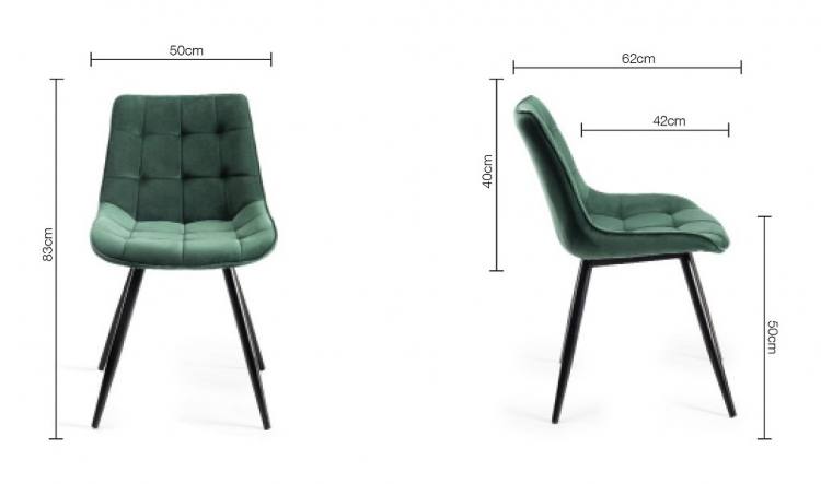 Measurements for the Bentley Designs Seurat Green Velvet Fabric Chair 