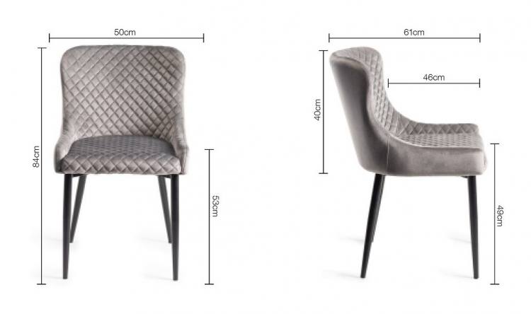 Bentley Designs Cezanne Grey Velvet Fabric Chair Measurements