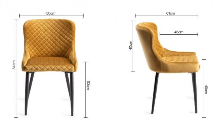 Bentley Designs Cezanne Mustard Velvert Fabric Chair Measurements 