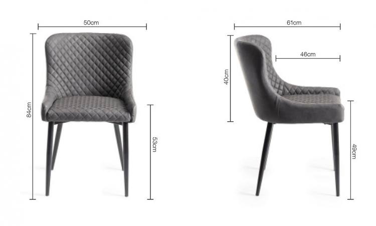 Bentley Designs Cezanne Dark Grey Faux Leather Chair Measurements