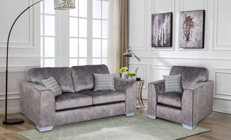 GFA Axton 3 Seater Sofa and Chair in Elephant fabric