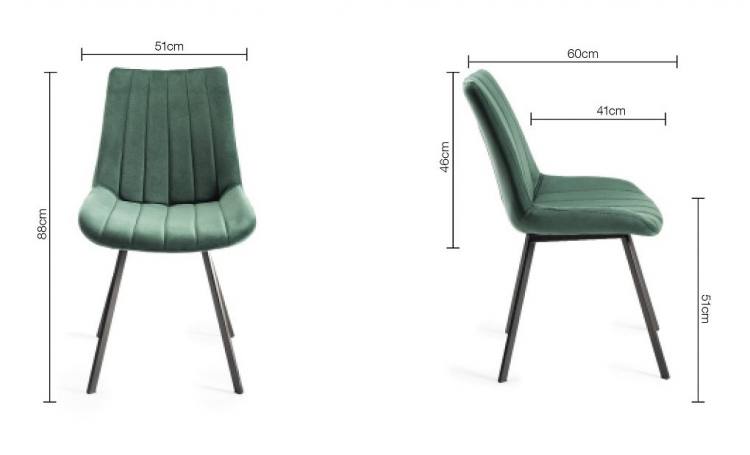 Bentley Designs Fontana Green Velvety Fabric Chair Measurements