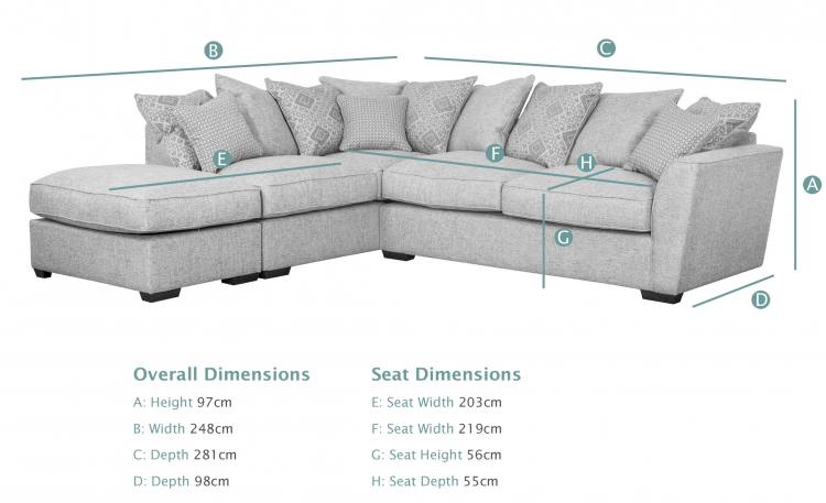 Buoyant Atlantis Pillow Back Corner Chaise Sofa dimensions