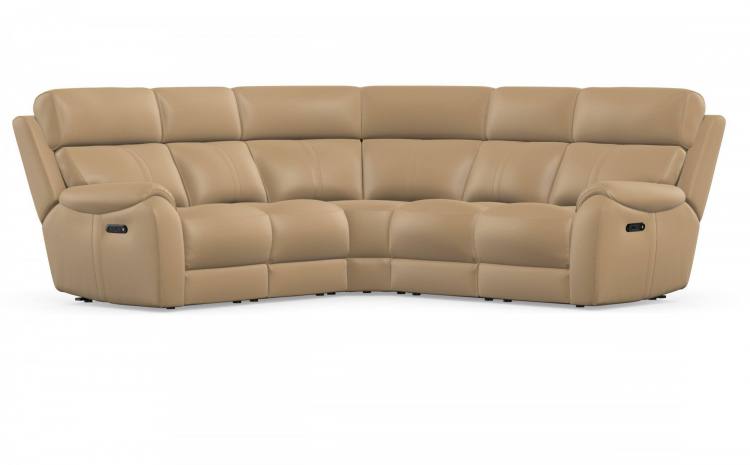 Corner group shown with power recliner ends, in Tutti Taupe leather 