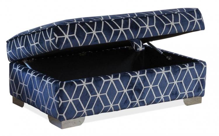 Alstons Ottoman pictured in the exclusive Cosy collection fabric 1032, chrome feet
