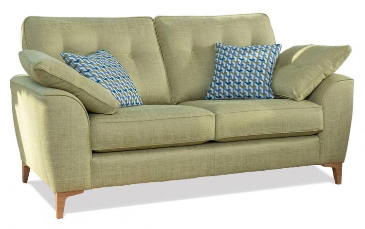 Alstons Savannah 2 seater sofa shown in fabric 9500 with small scatter cushions in 9000 and Light Oak legs.