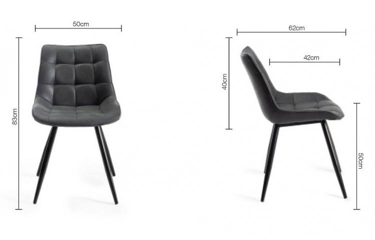 Bentley Designs - Seurat Dark Grey Faux Suede Fabric Chairs  (Pair)