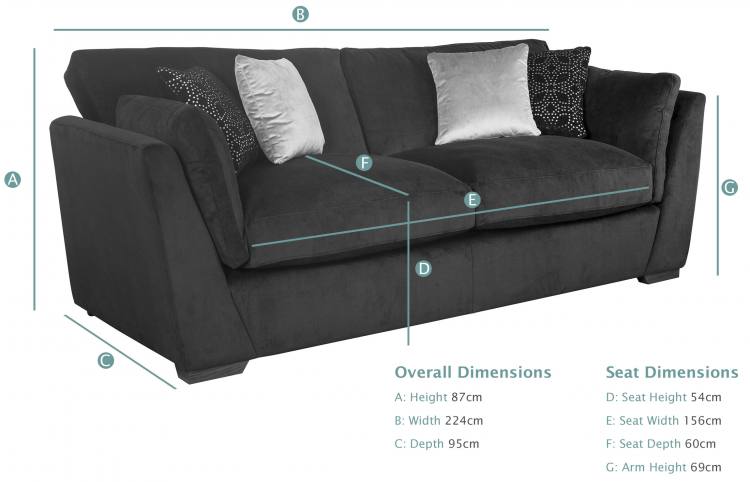Buoyant Phoenix 3 Seater Sofa dimensions