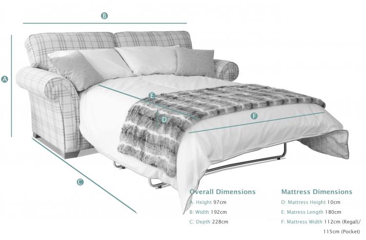 Alstons Lancaster 2 Seater Sofa Bed dimensions (open)