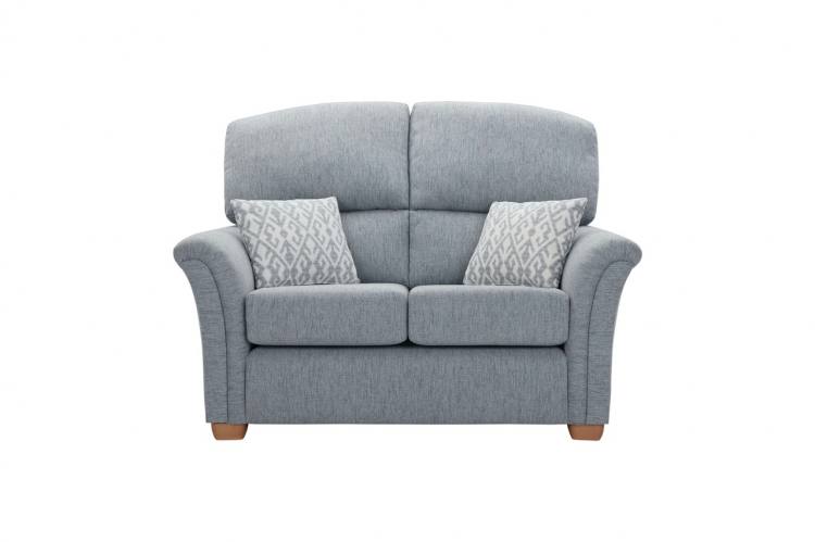 Ideal Upholstery Buckingham 2 Seater Sofa in Ferrara Carolina with Florence Sky Scatter Cushions