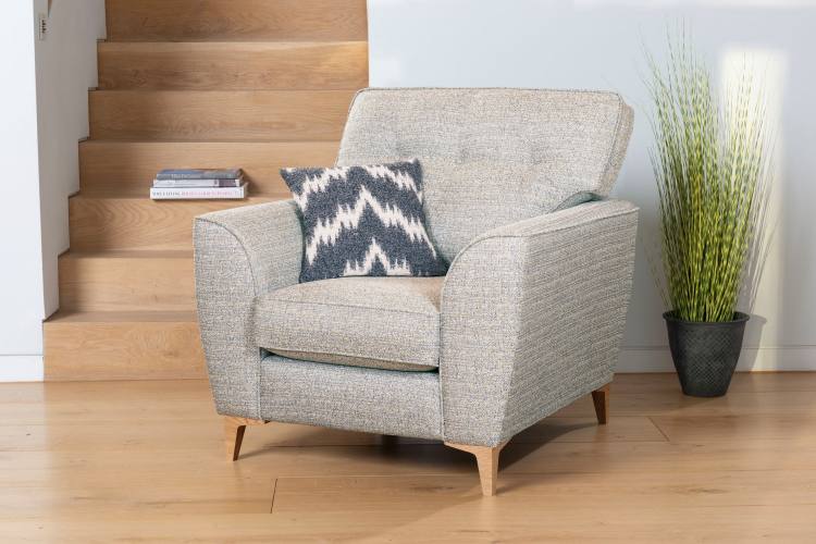 Savannah chair shown in 3707 fabric with scatter cushion in 3037 fabric 